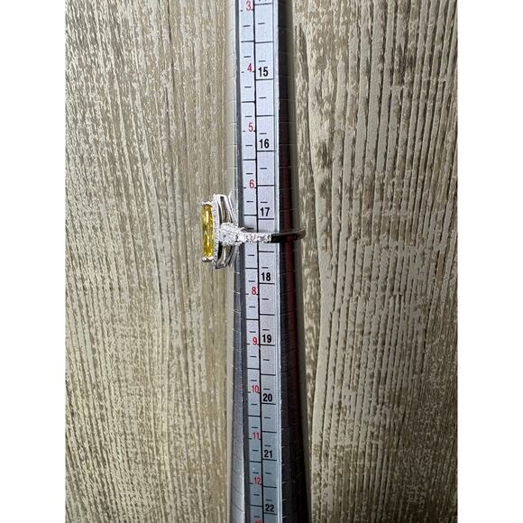 New 5ct Citrine Marquise & White Moissanite 925 Silver Ring - Picture 3 of 9